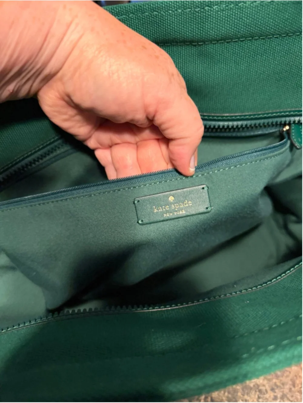 NWT Kate Spade XL Green Canvas Totebag